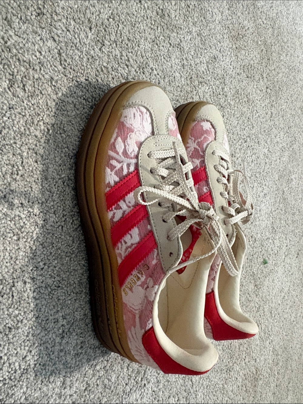 adidas Women's Pink Floral Sneakers with Red Stripes